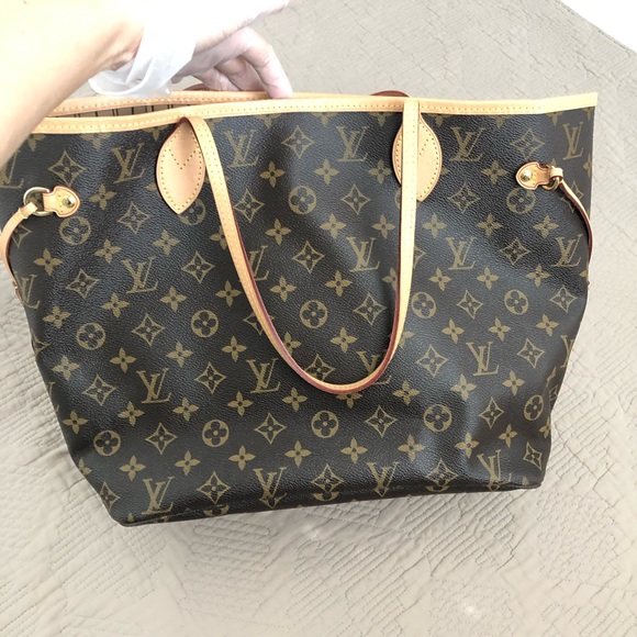 Louis Vuitton Neverfull MM Tote coated fabric cowhide leather trim Shoulder Bag - Picture 4 of 17
